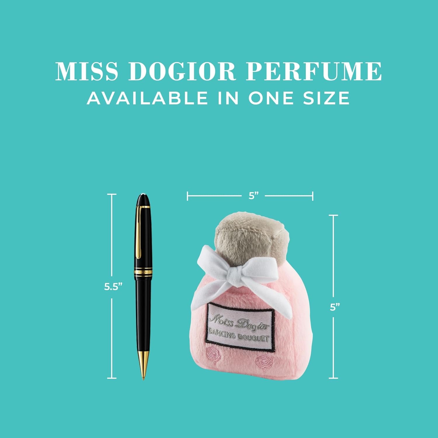 Miss Dogior Perfume, Plush Designer Dog Toys with Interactive Squeaker, Stimulating Pet Enrichment, Machine-Washable & Safe Materials for All Breeds, One Size