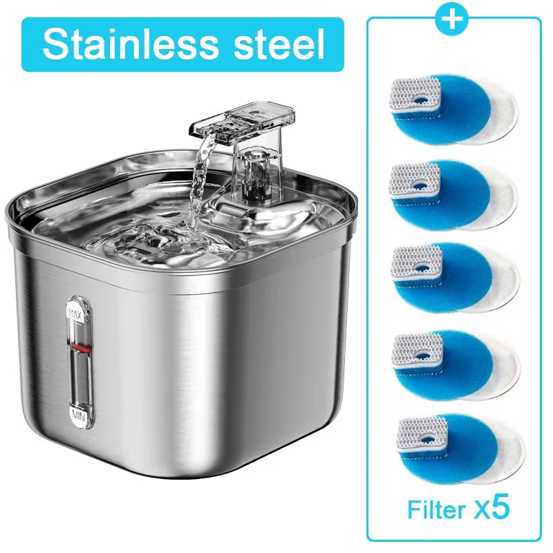 Cat Drinking Fountain Automatic Stainless Steel Pet Fountains Water Dispenser Ultra Quiet Pump Water Foutain for Multiple Pets