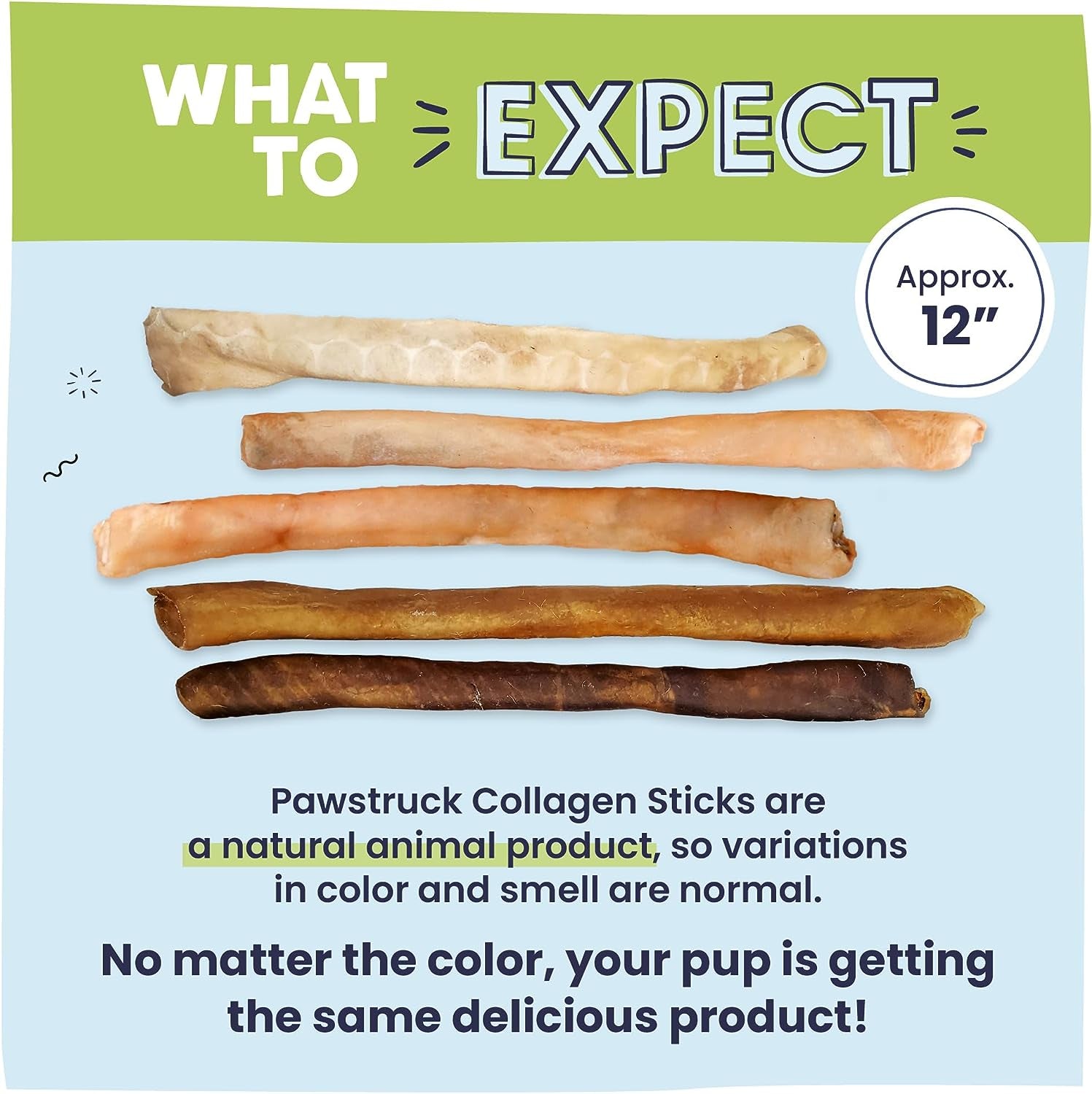 Natural Large 12" Beef Collagen Sticks for Dogs - Healthy Long Lasting Alternative to Traditional Rawhide - High Protein Treats W/Chondroitin & Glucosamine - 5 Count - Packaging May Vary