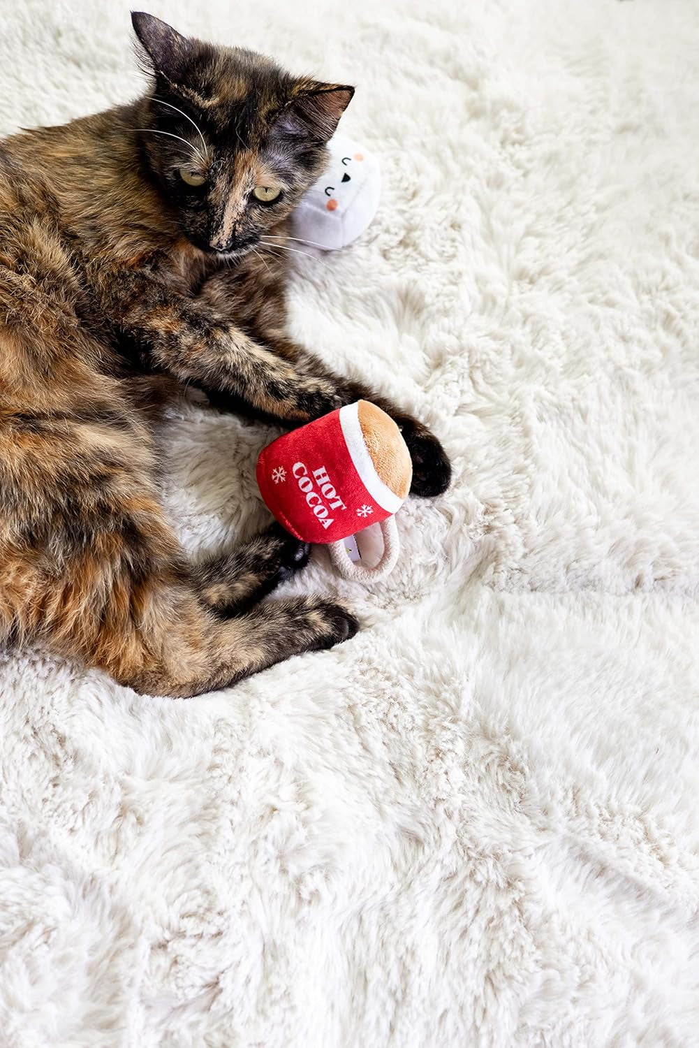 Hot Cocoa Christmas Cat Toy Set, Holiday Pet Owner Gift, Holiday Must Have Accessories, Plush Rattle and Crinkle Holiday Cat Toys, Set of 2