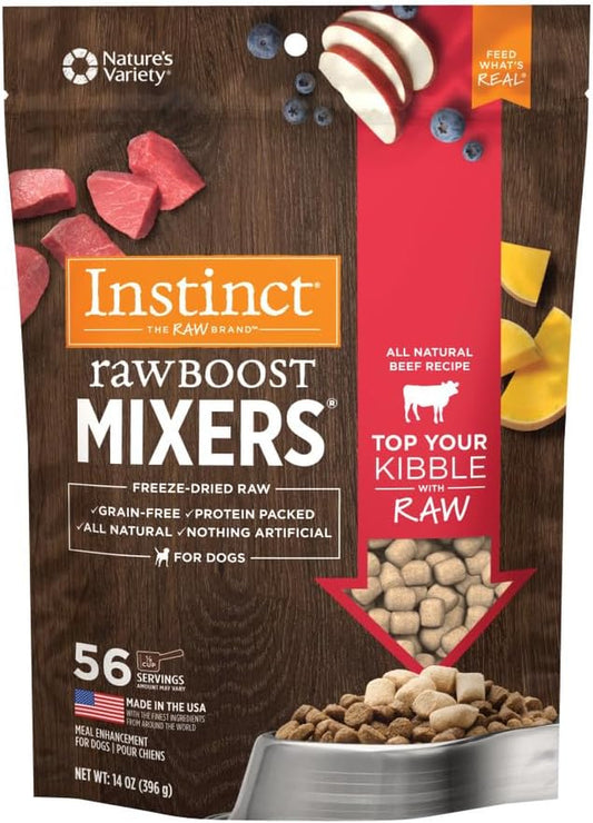 Raw Boost Mixers Freeze Dried Dog Food Toppers for Dry Food, Grain Free Dog Food Toppers with Beef for Dogs, 14 Oz