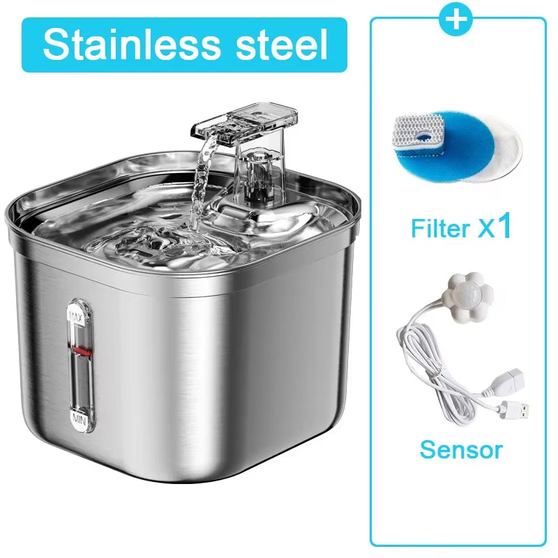 Cat Drinking Fountain Automatic Stainless Steel Pet Fountains Water Dispenser Ultra Quiet Pump Water Foutain for Multiple Pets