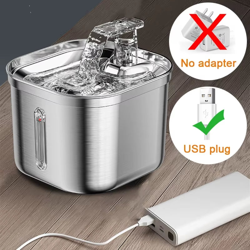 Cat Drinking Fountain Automatic Stainless Steel Pet Fountains Water Dispenser Ultra Quiet Pump Water Foutain for Multiple Pets