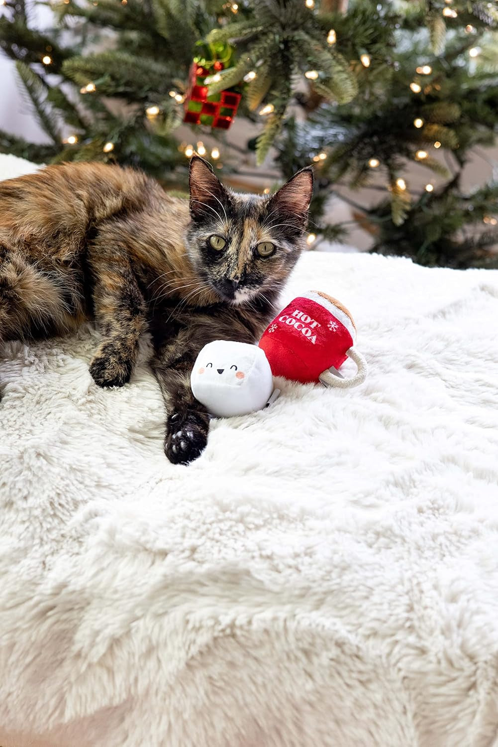 Hot Cocoa Christmas Cat Toy Set, Holiday Pet Owner Gift, Holiday Must Have Accessories, Plush Rattle and Crinkle Holiday Cat Toys, Set of 2