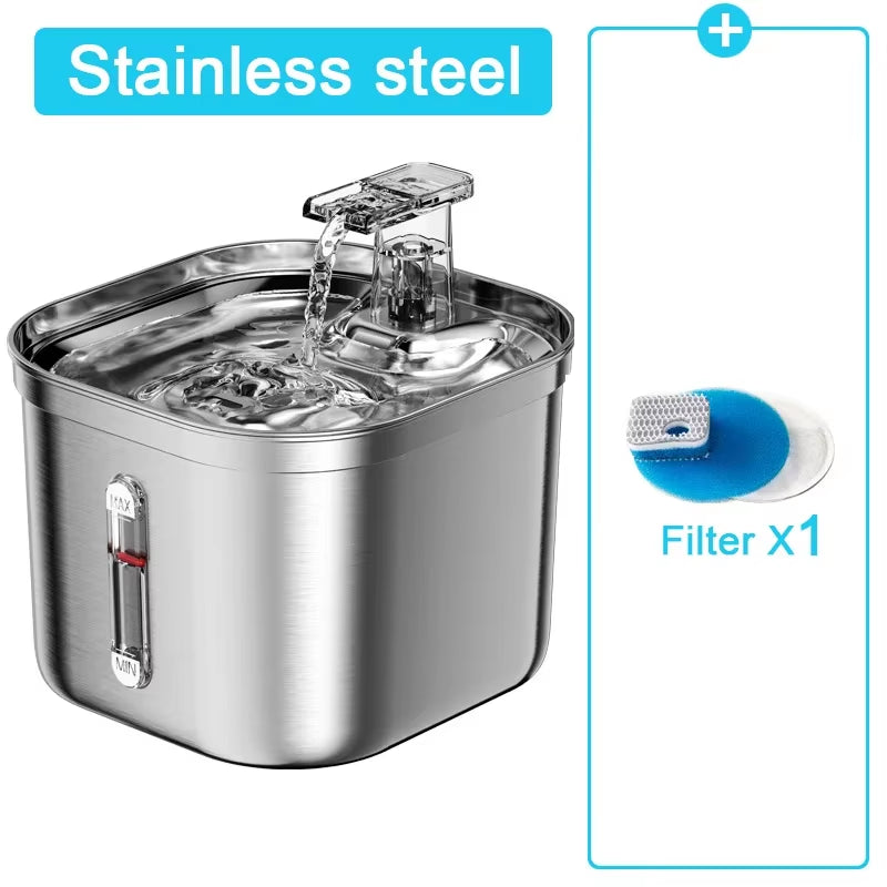 Cat Drinking Fountain Automatic Stainless Steel Pet Fountains Water Dispenser Ultra Quiet Pump Water Foutain for Multiple Pets