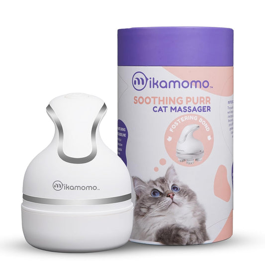 Cat Head Massager Battery Operated - 2 Different Sets of Massage Heads, 3 Modes, Relieve Tight Stiffness Muscles, Promote Bonding, Comfortable Grip, White Matte Finish, Ideal Gift
