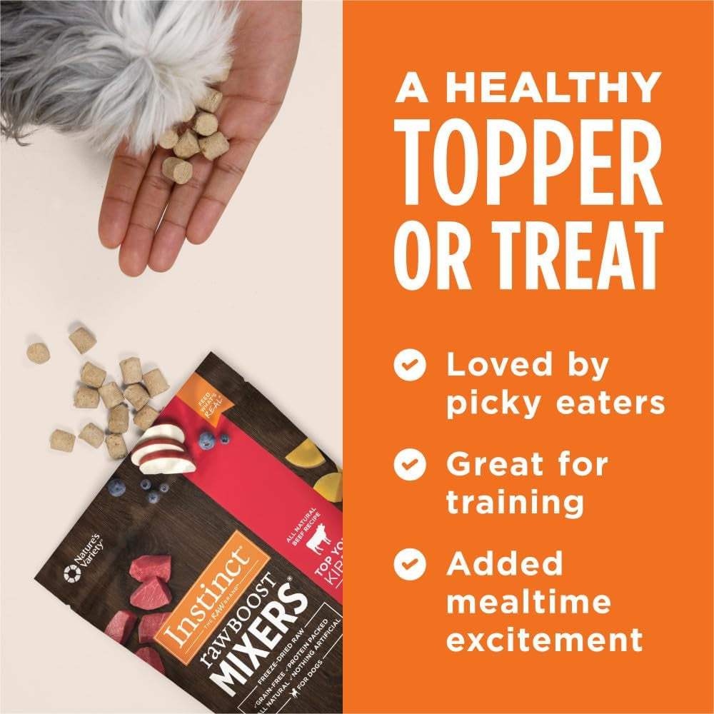 Raw Boost Mixers Freeze Dried Dog Food Toppers for Dry Food, Grain Free Dog Food Toppers with Beef for Dogs, 14 Oz