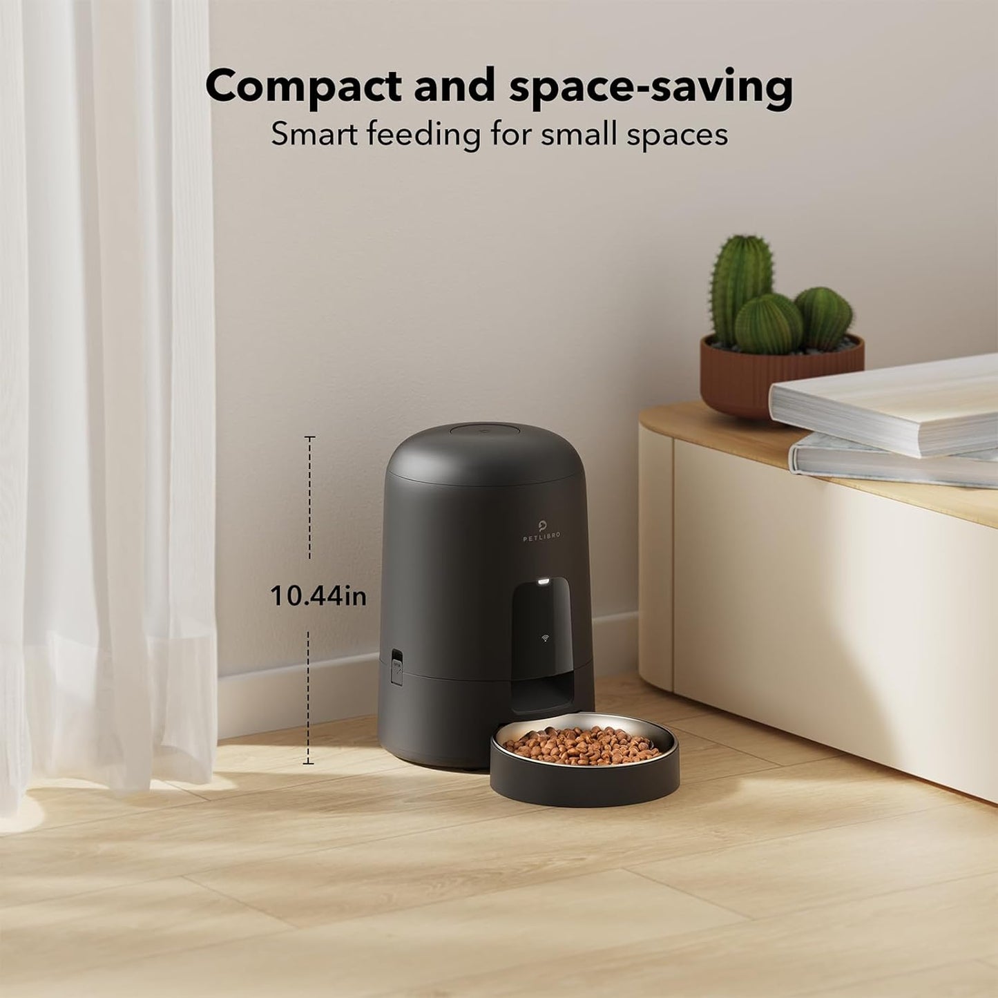 Automatic Cat Feeder, Wi-Fi Rechargeable Cat Food Dispenser Battery-Operated with 30-Day Life, AIR 2.4G Wi-Fi Timed Pet Feeder for Cat & Dog, 2L Auto Cat Feeder, Black