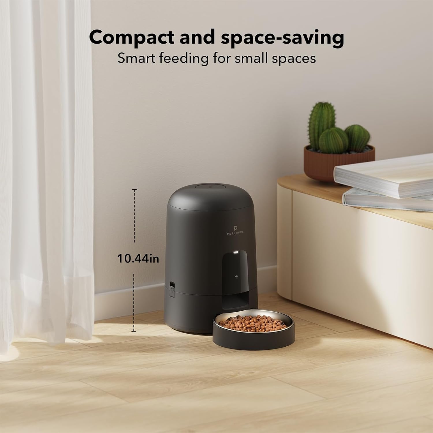 Automatic Cat Feeder, Wi-Fi Rechargeable Cat Food Dispenser Battery-Operated with 30-Day Life, AIR 2.4G Wi-Fi Timed Pet Feeder for Cat & Dog, 2L Auto Cat Feeder, Black