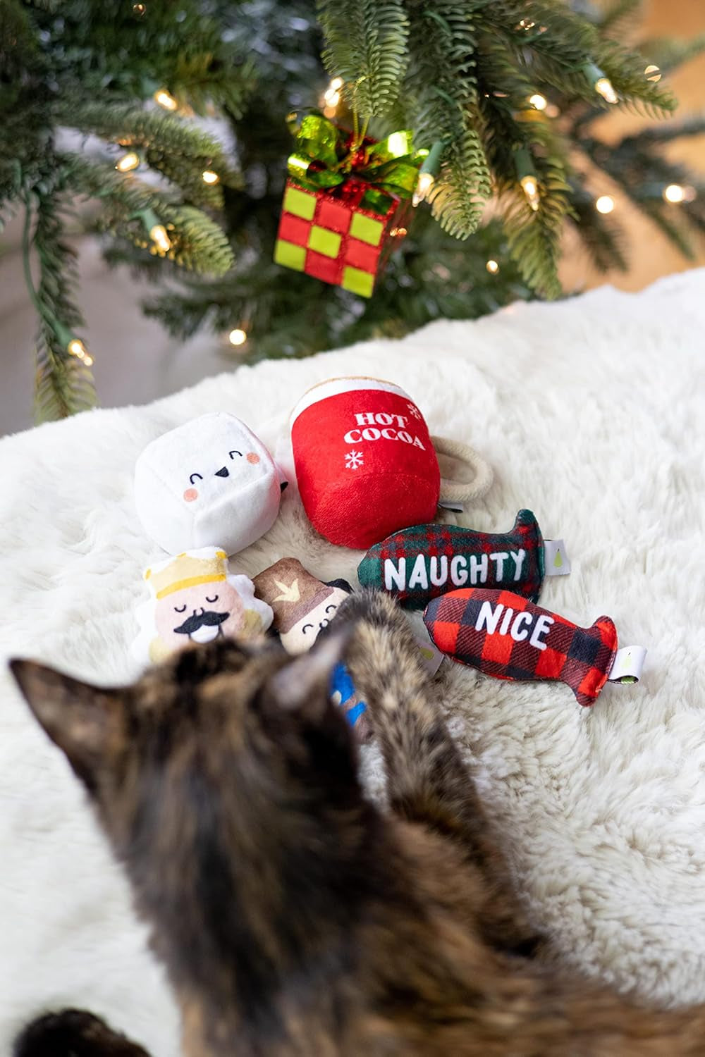 Hot Cocoa Christmas Cat Toy Set, Holiday Pet Owner Gift, Holiday Must Have Accessories, Plush Rattle and Crinkle Holiday Cat Toys, Set of 2