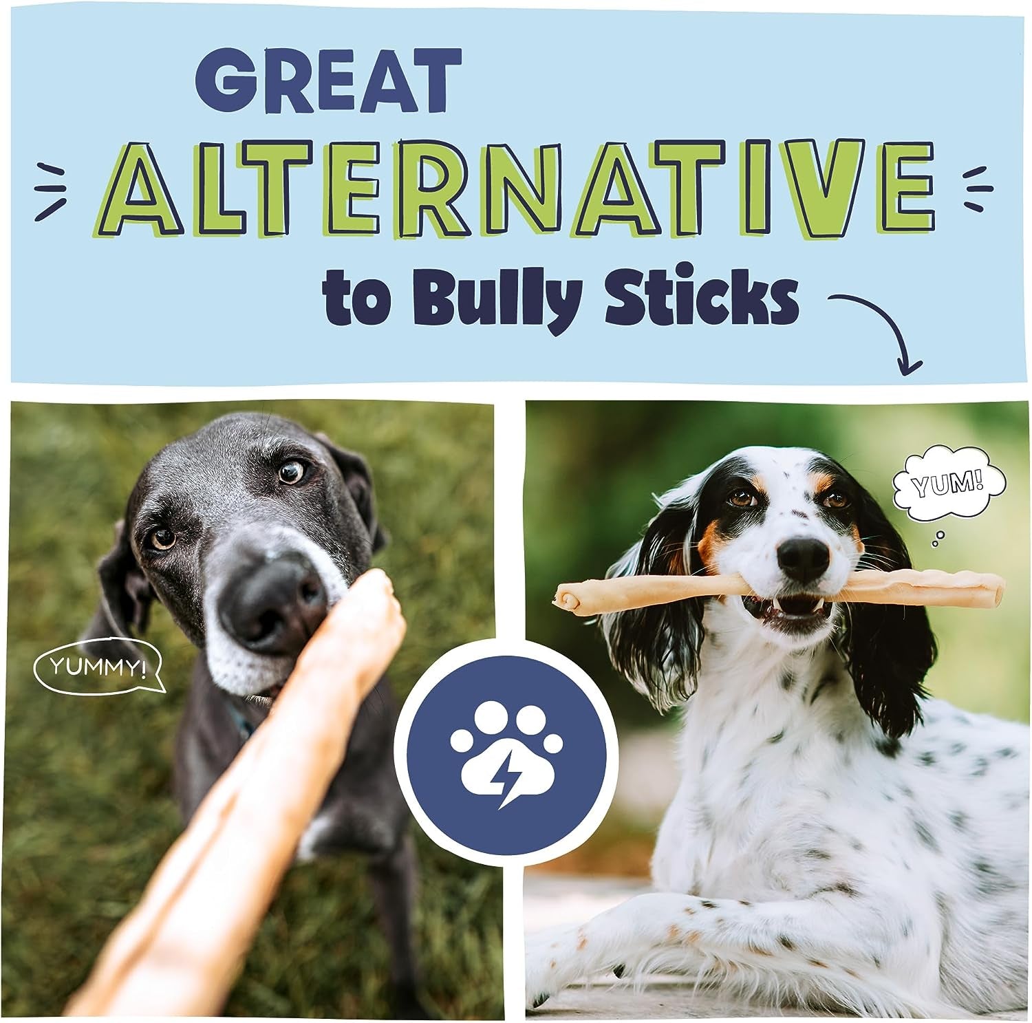 Natural Large 12" Beef Collagen Sticks for Dogs - Healthy Long Lasting Alternative to Traditional Rawhide - High Protein Treats W/Chondroitin & Glucosamine - 5 Count - Packaging May Vary