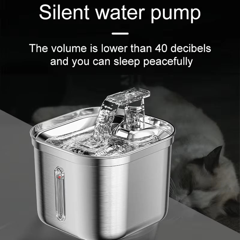 Cat Drinking Fountain Automatic Stainless Steel Pet Fountains Water Dispenser Ultra Quiet Pump Water Foutain for Multiple Pets