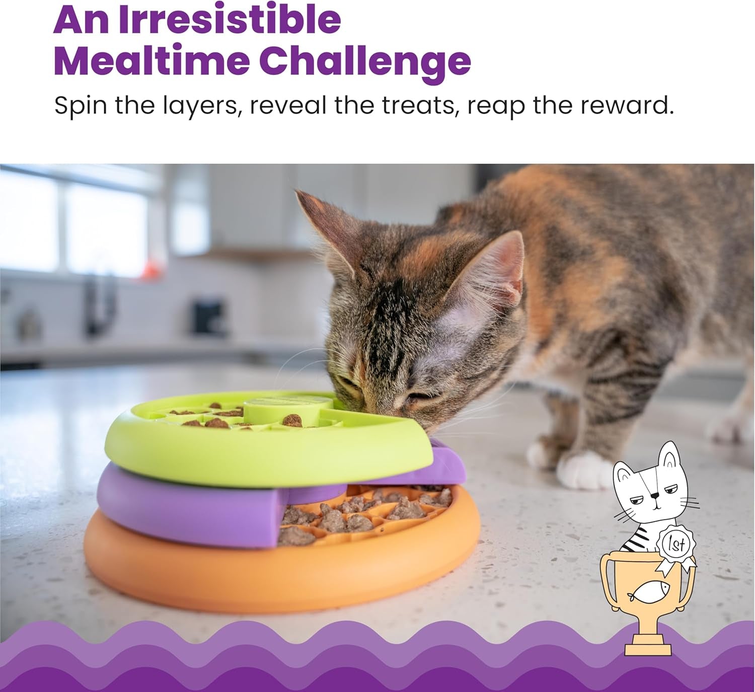 Kitty Lickin' Layers Multilayered Cat Fun Feeder Cat Treat Puzzle